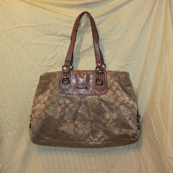 Coach Handbags - Coach 15510 Ashley Cary All Beige Purple Purse